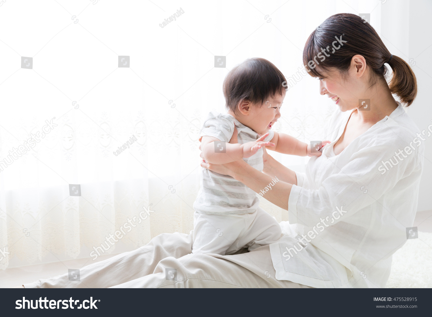 portrait of asian mother and baby lifestyle image
