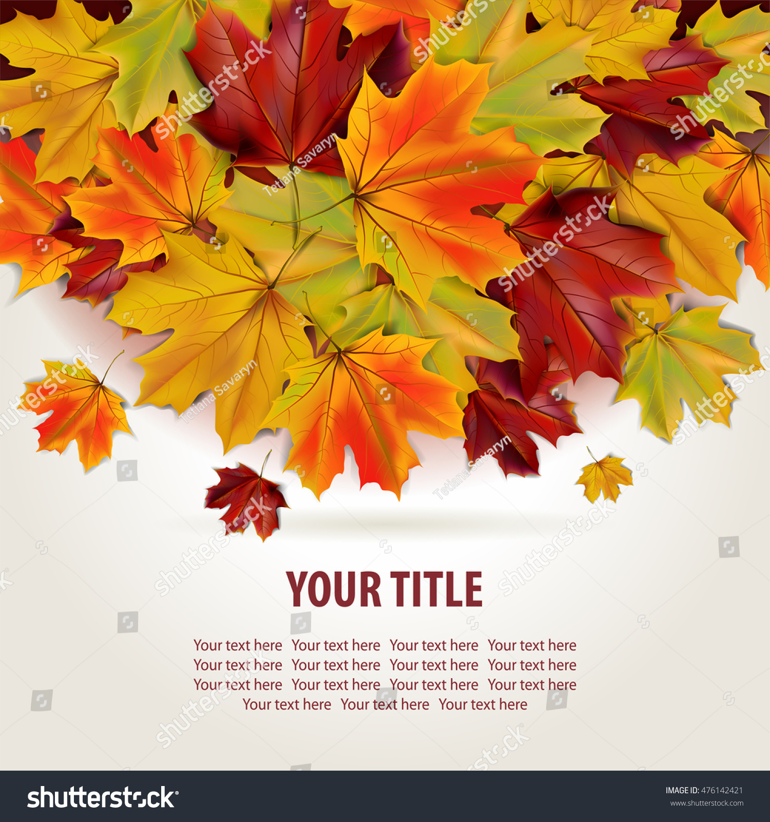 Beautiful autumn background with colorful maple leaves and place for text  vector illustration