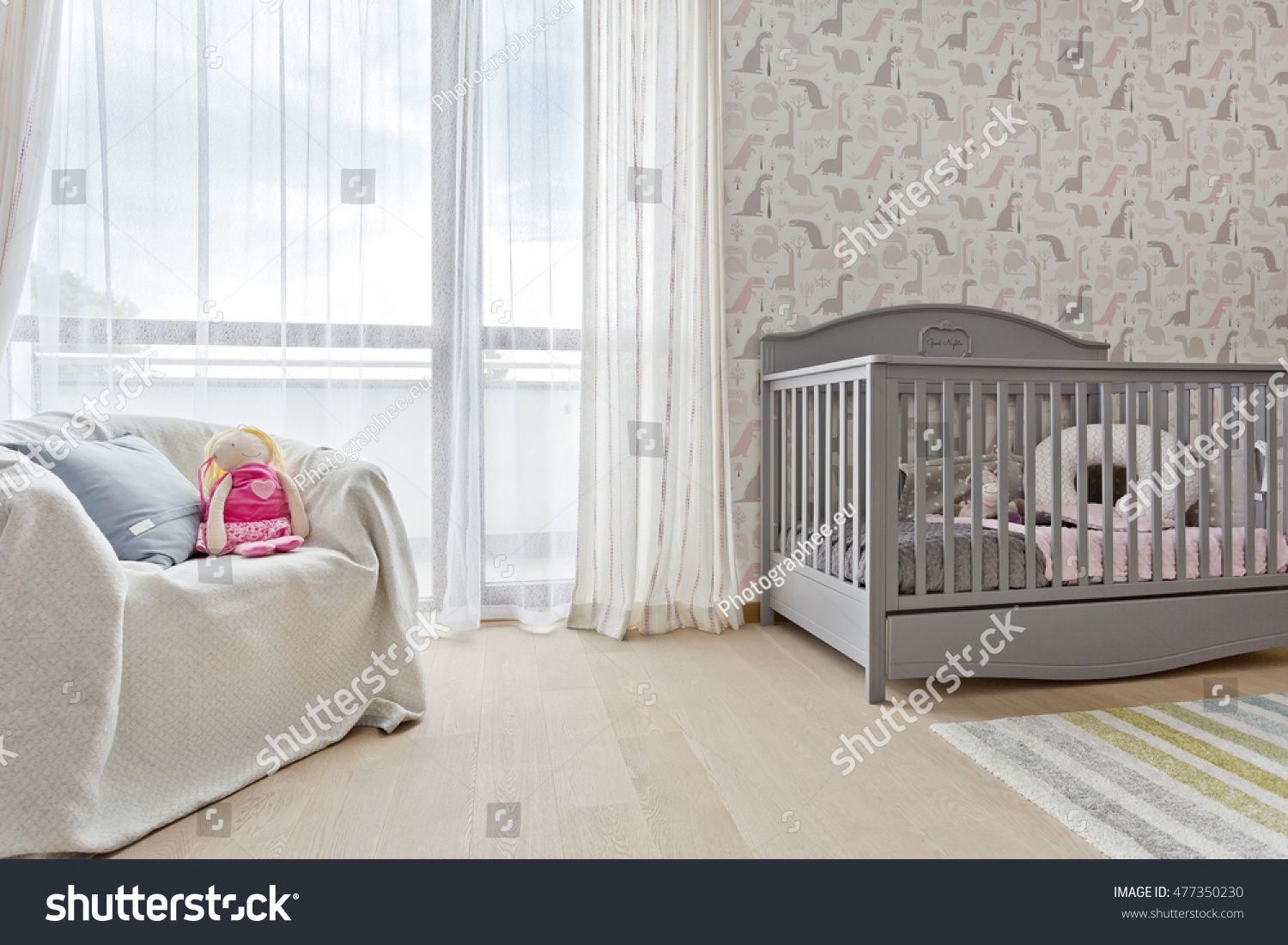 Modern style pastel room interior for infant baby 