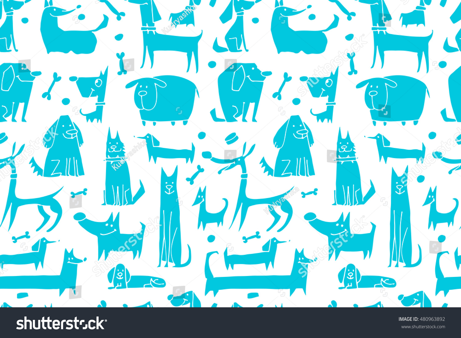 Funny dogs collection  seamless pattern for your design