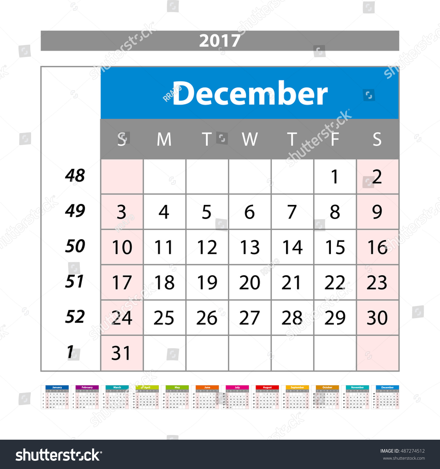Desk Calendar for 2017 Year. December. Vector Design Print Template with Place for Photo. Week Starts Monday art