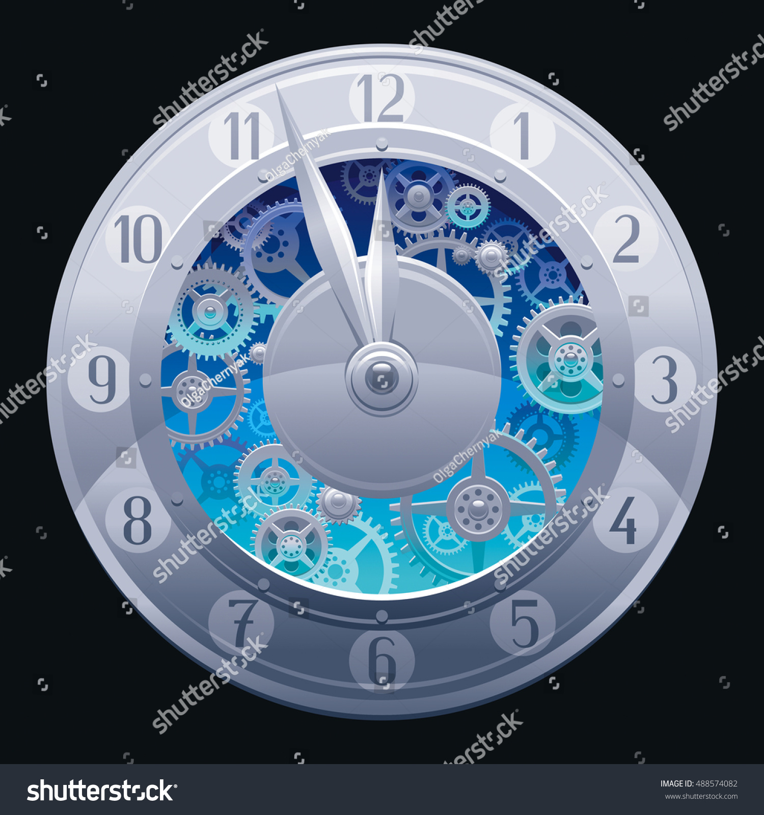 clockworkwithcogwheelsminutehourhandsvintageclockelementsonblack