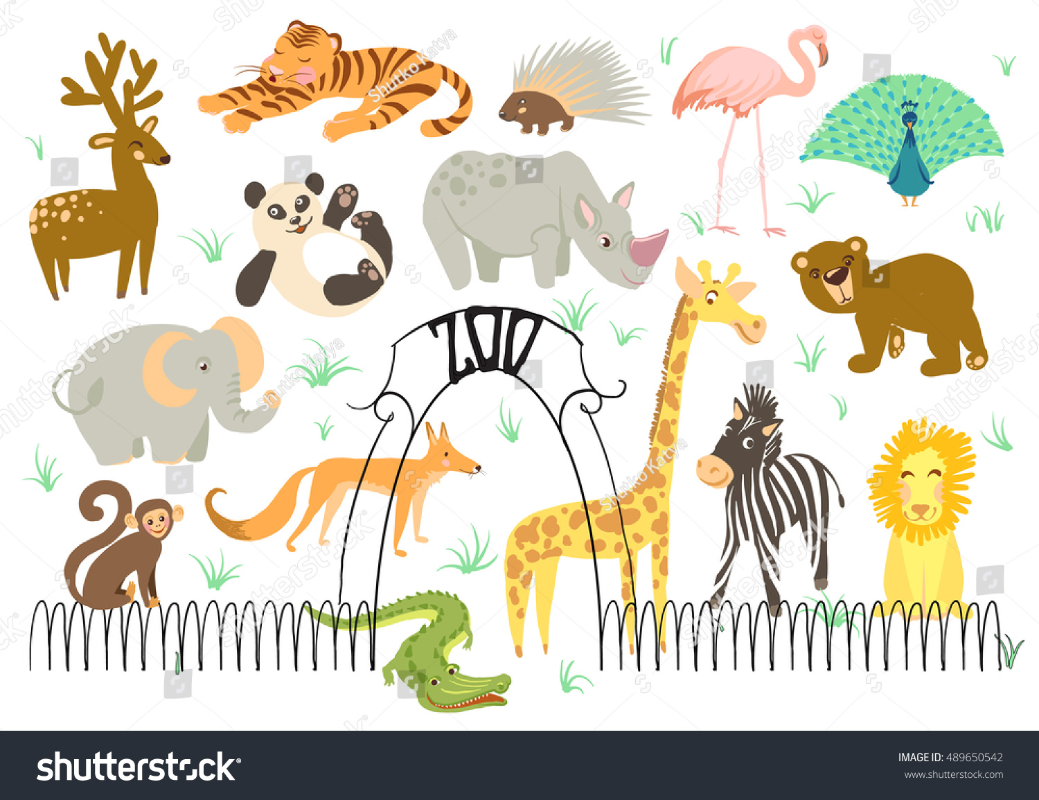 Vector illustration of animal. Zoo cute animals