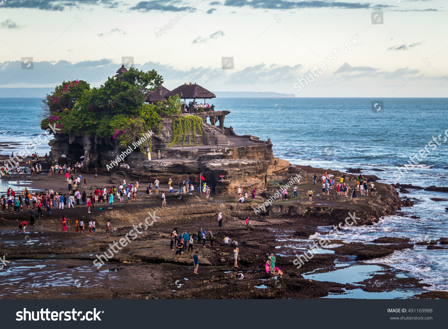 Tanah Lot is a rock formation off the Indonesian island of Bali  Indonesia.