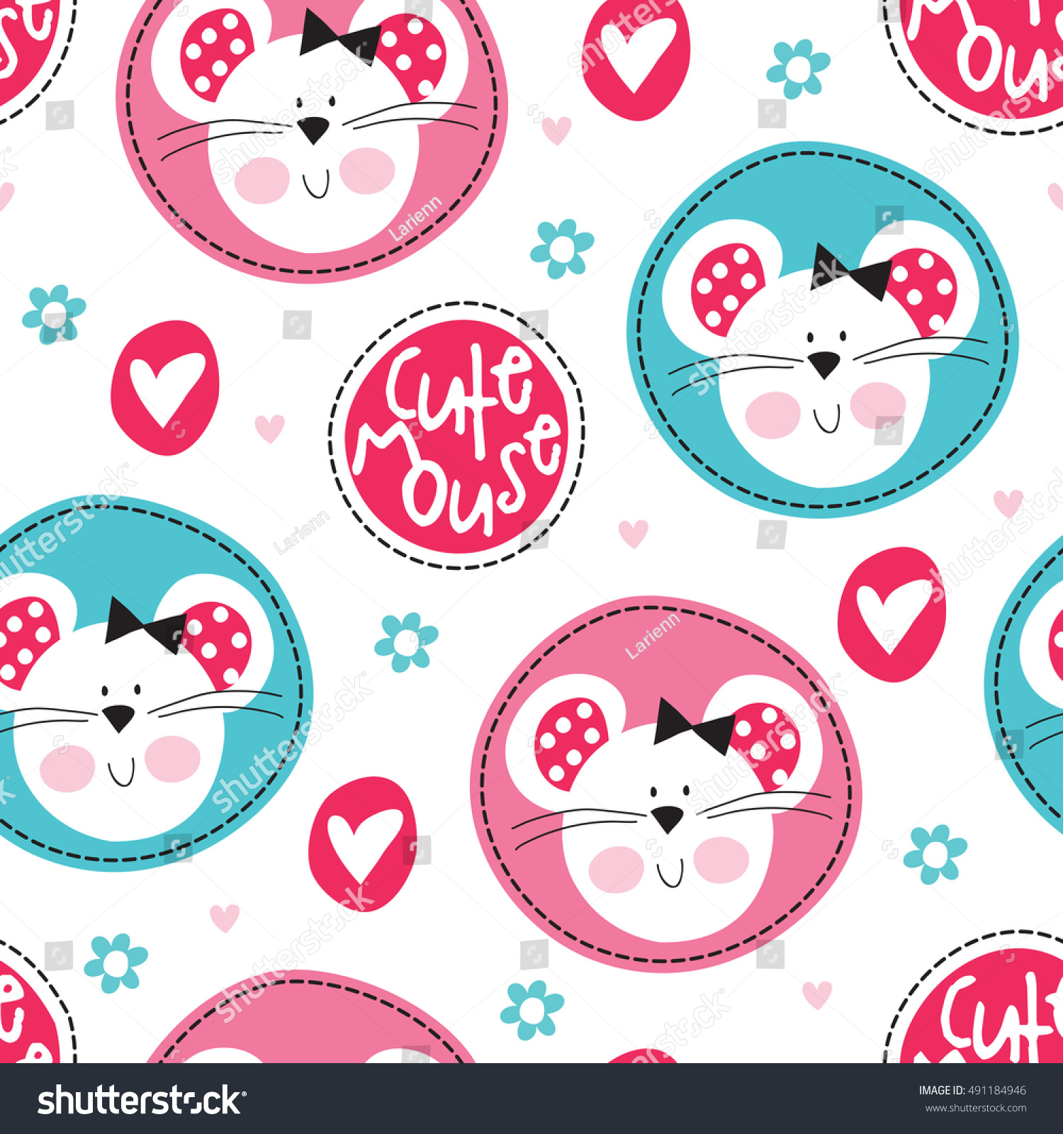 seamless little mouse pattern vector illustration