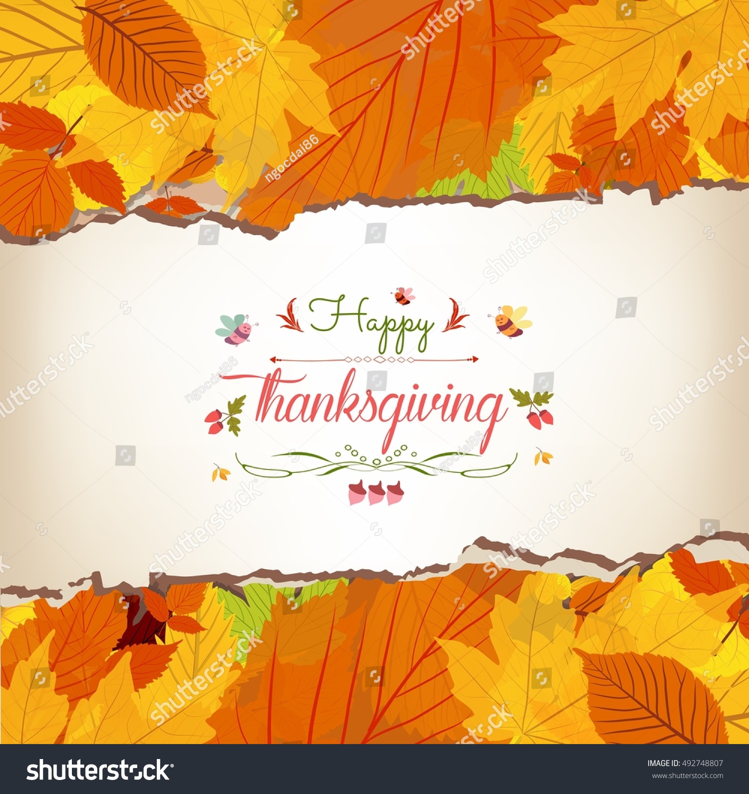 Happy Thanksgiving with maple leaves background