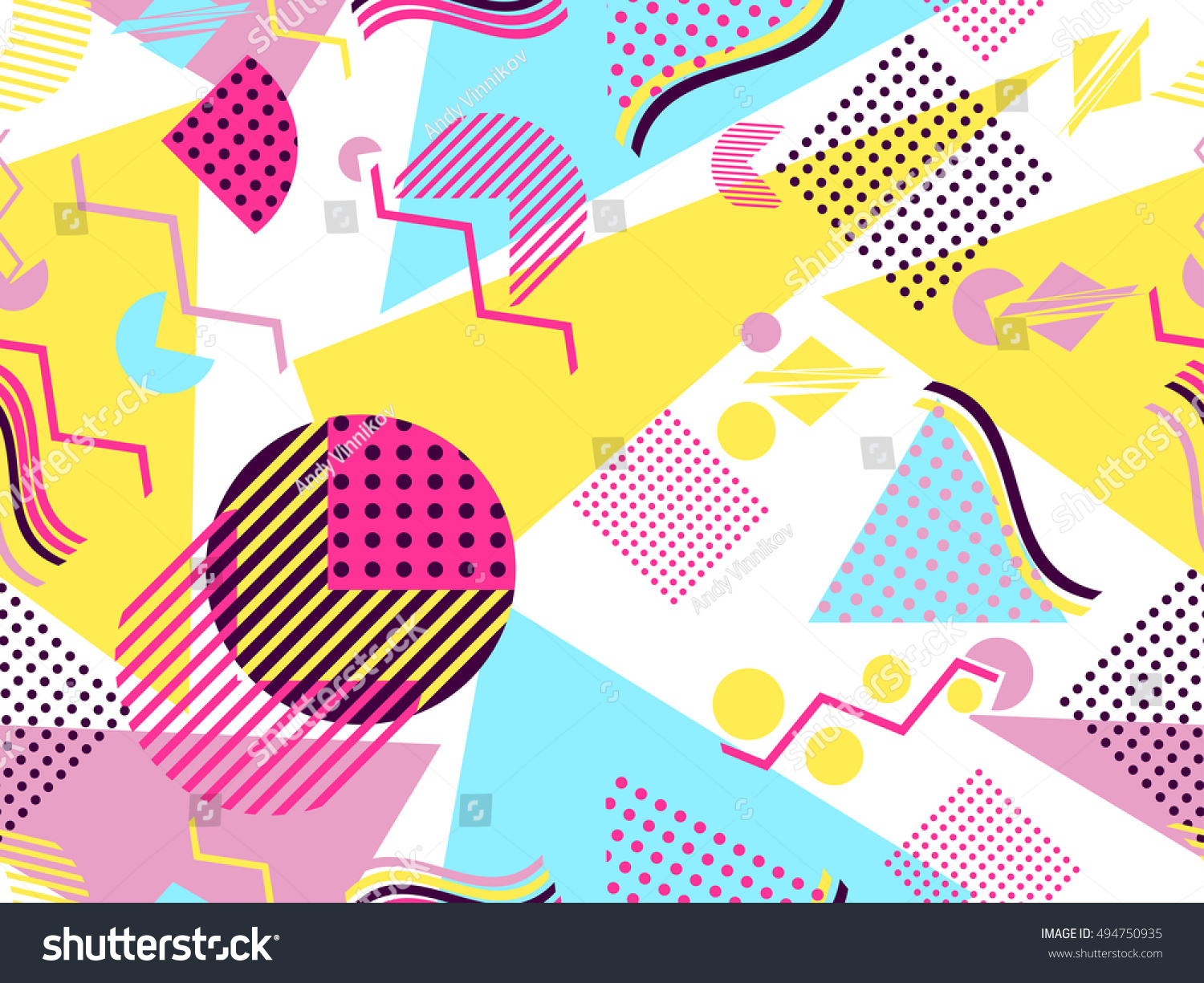 Memphis seamless pattern. Geometric elements memphis in the style of 80's. Vector illustration.