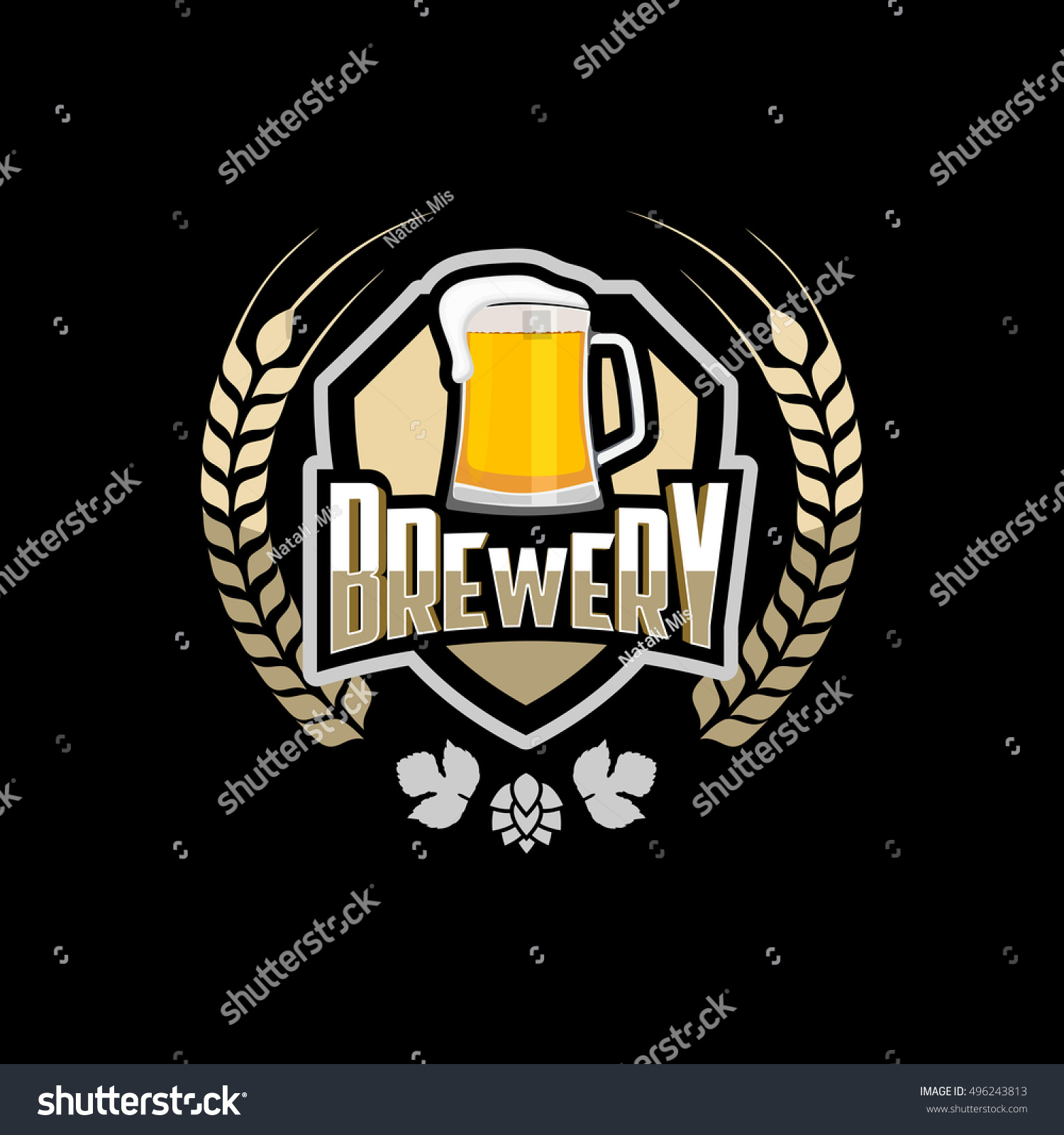 Brewery logo emblem design vector .