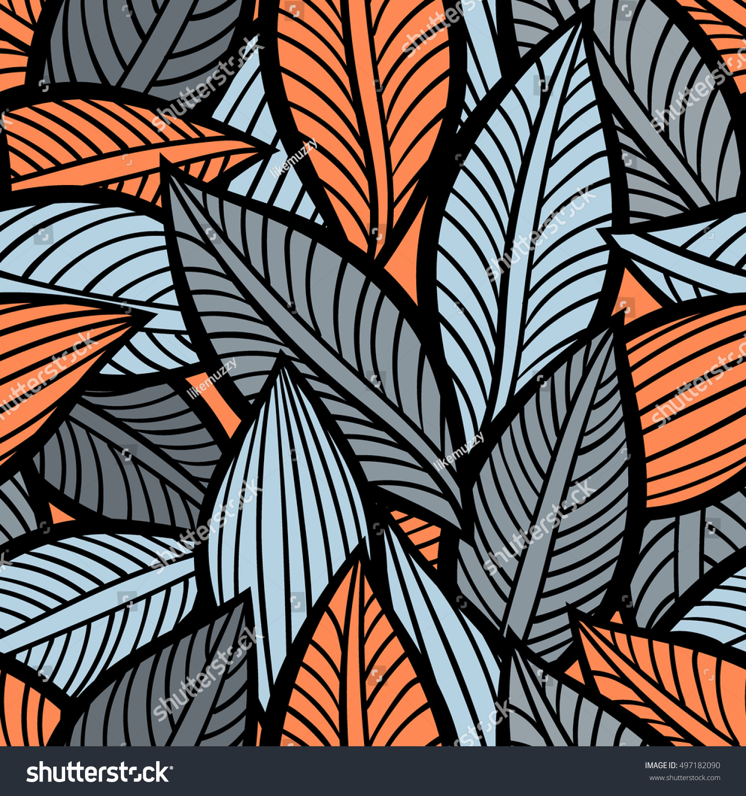 Vector pattern with leaves. Seamless autumn ornament.