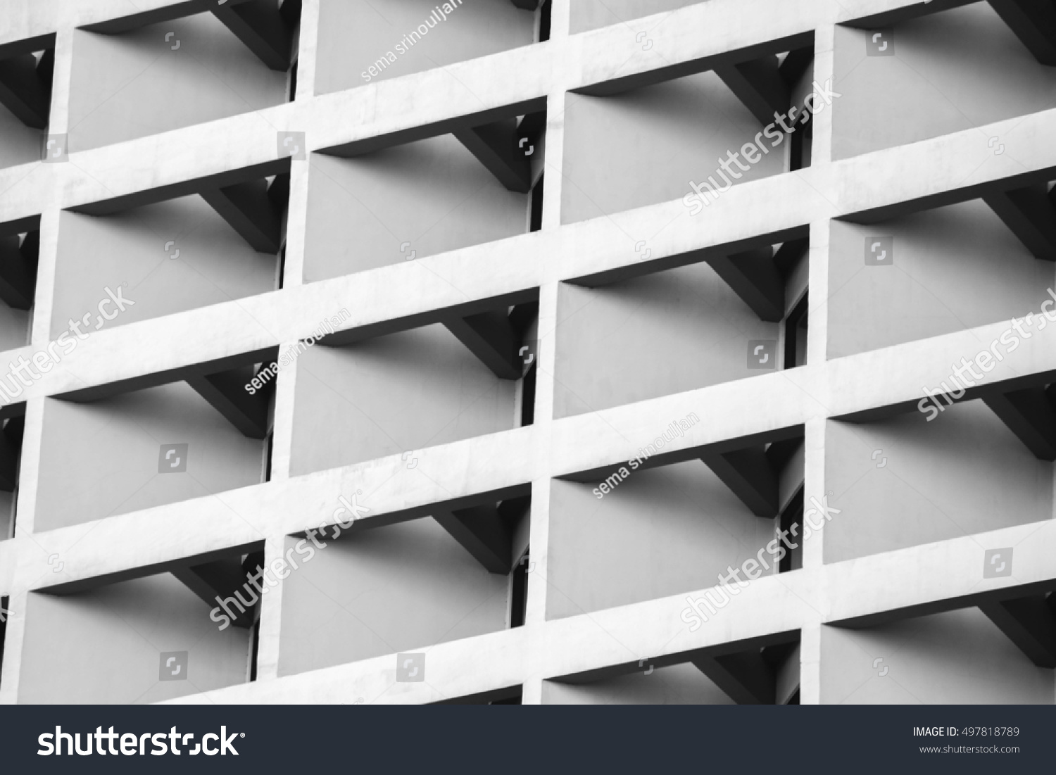 Architectural of window and balcony  building pattern black and white