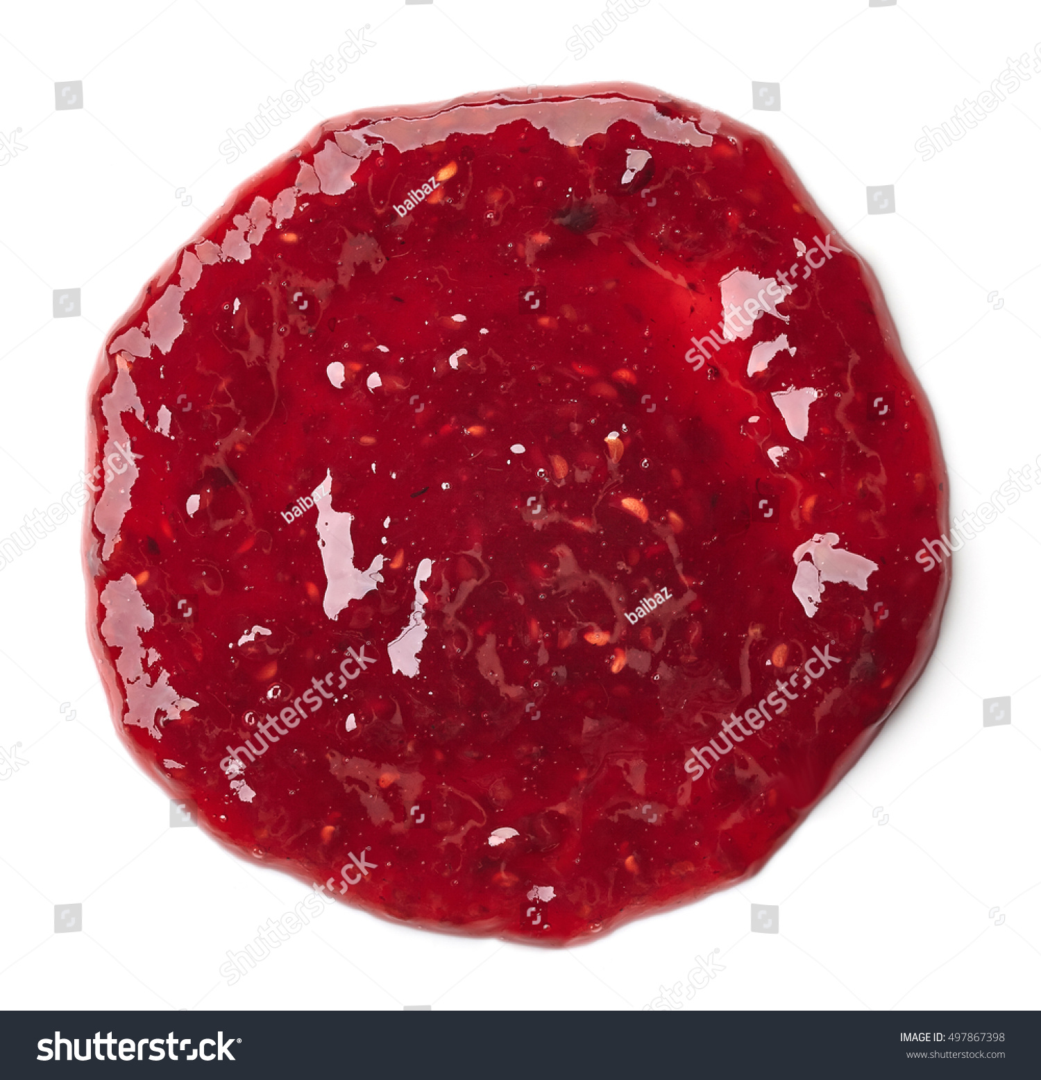 round spot of raspberry jam isolated on white background from
