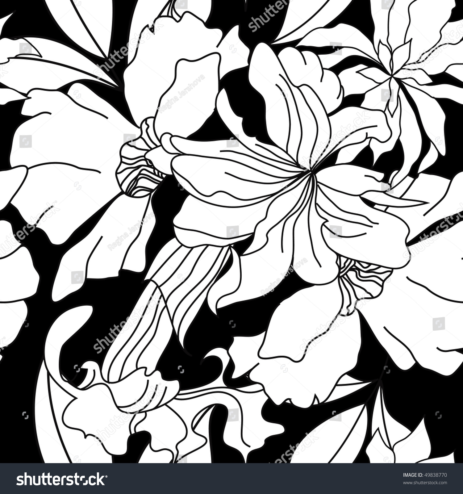 seamless pattern with white flowers