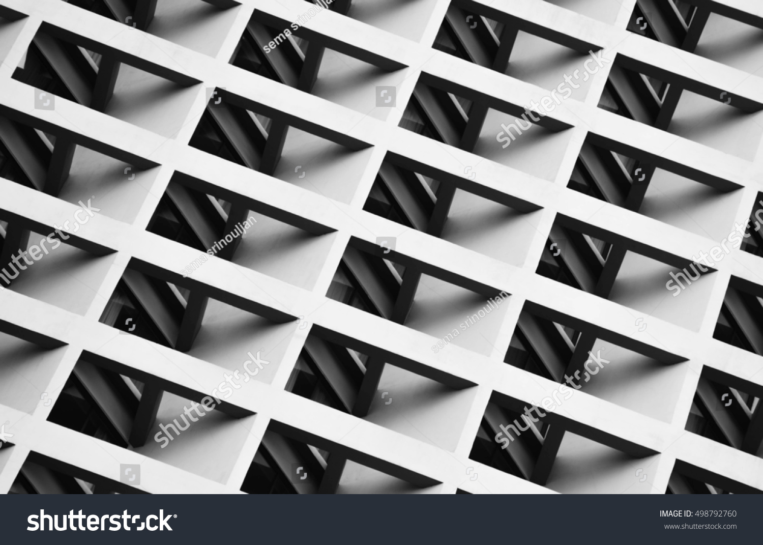 Architectural of window building modern style - pattern black and white