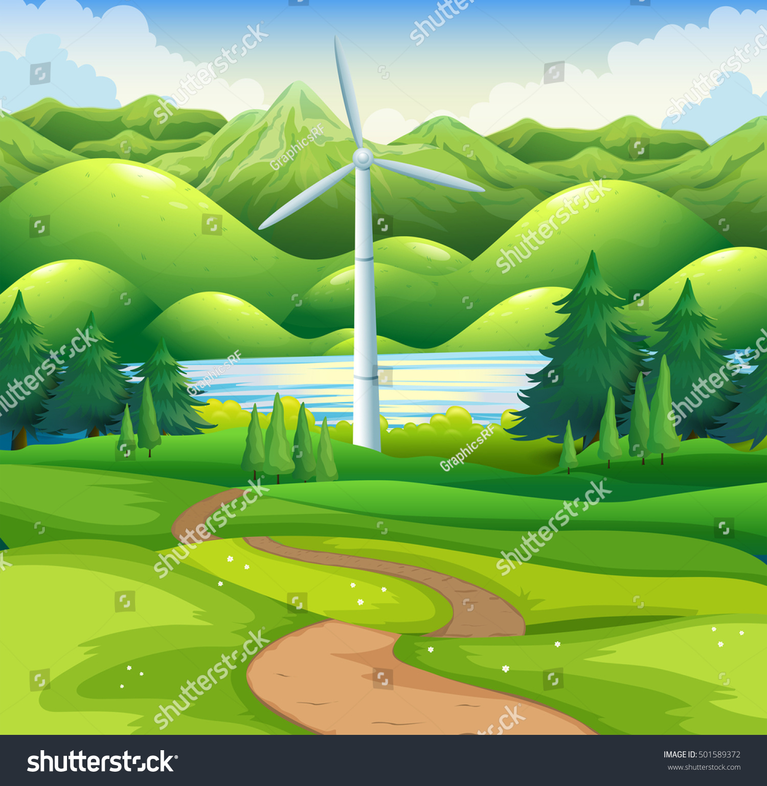 windmilltowerinthefieldillustration