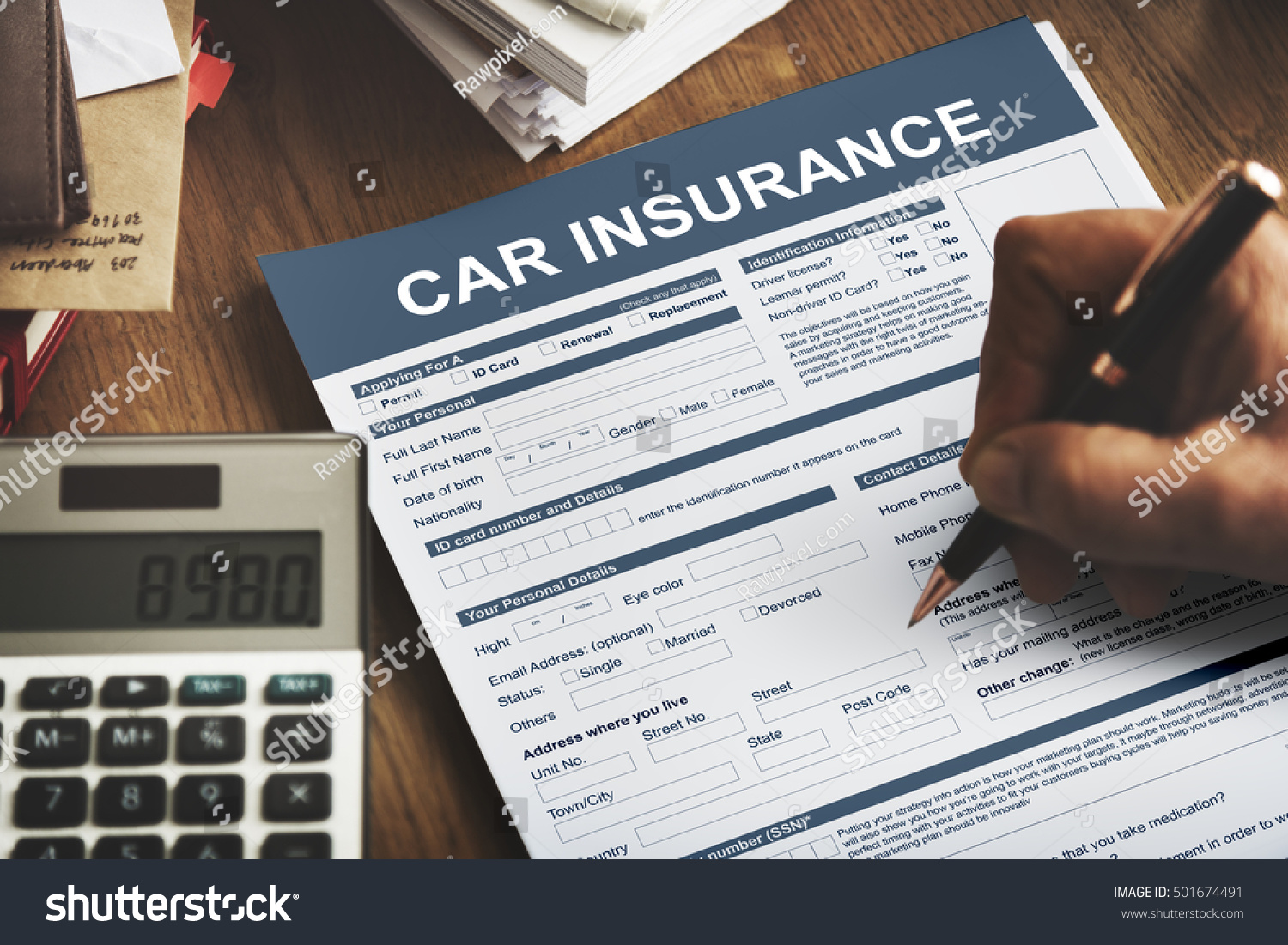 Car Insurance Form Accidental Concept