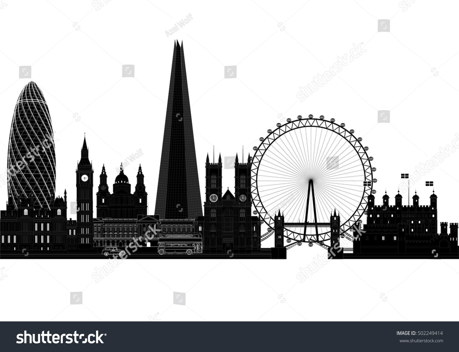 London city skyline silhouette  background vector illustration. Isolated on white
