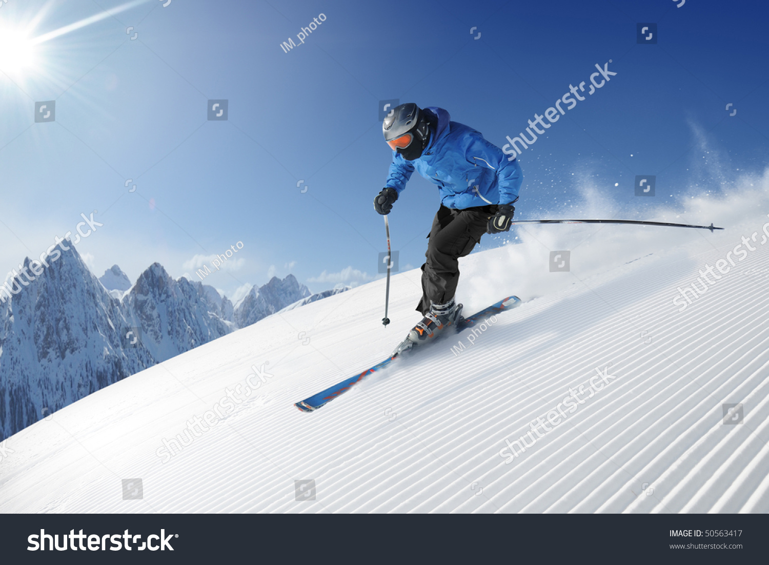 Skier in high mountains - alpine