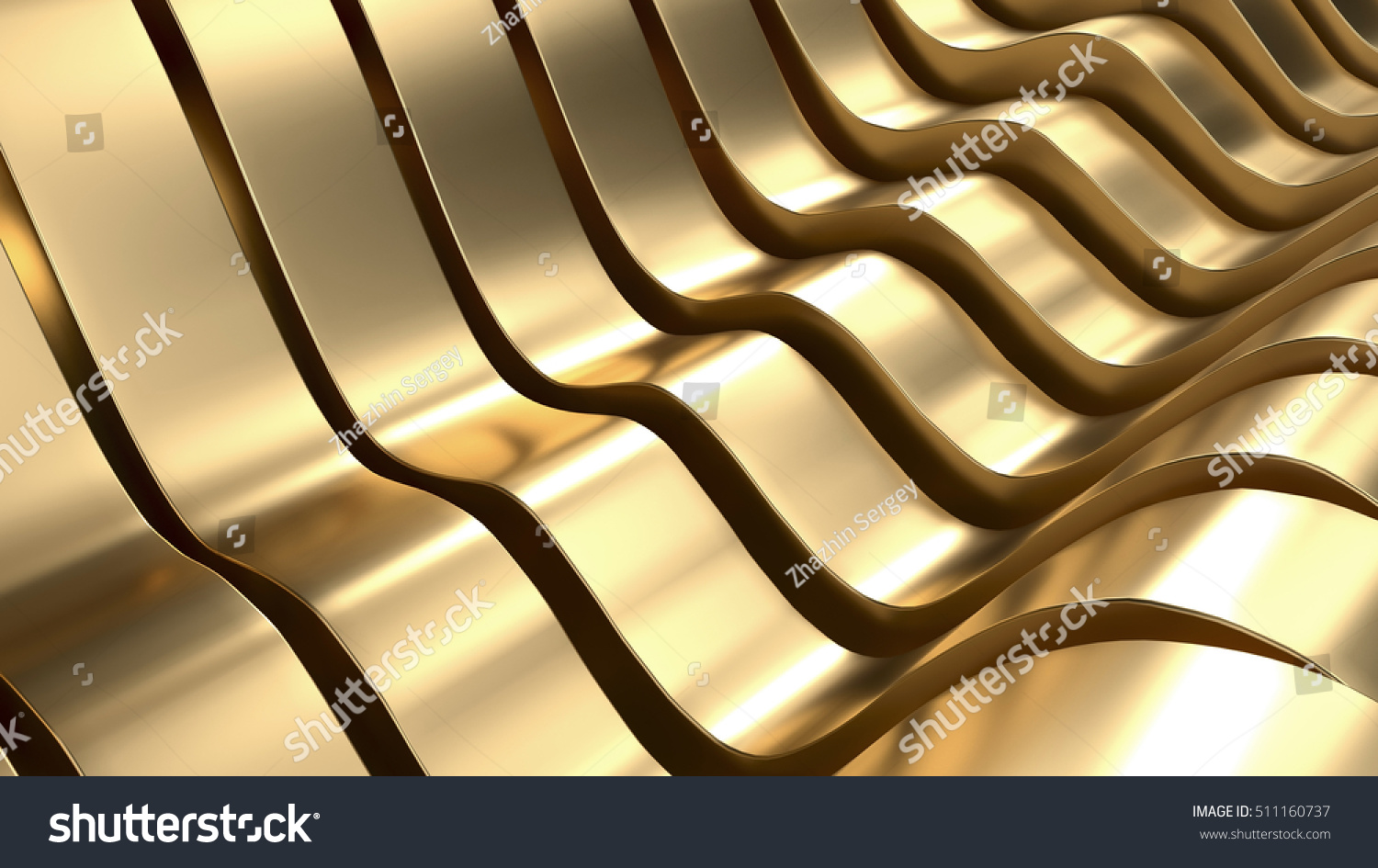 Luxury Gold Wave Abstract Background 3D Rendering