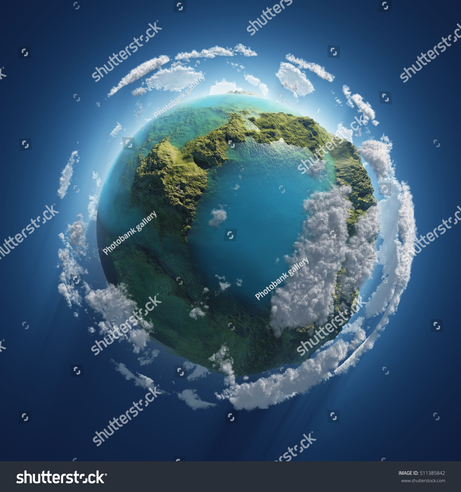 地球日 空间中的小星球 3D插图