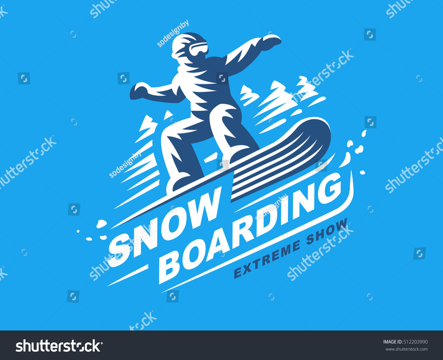 Snowboarding emblem Illustration man on blue background