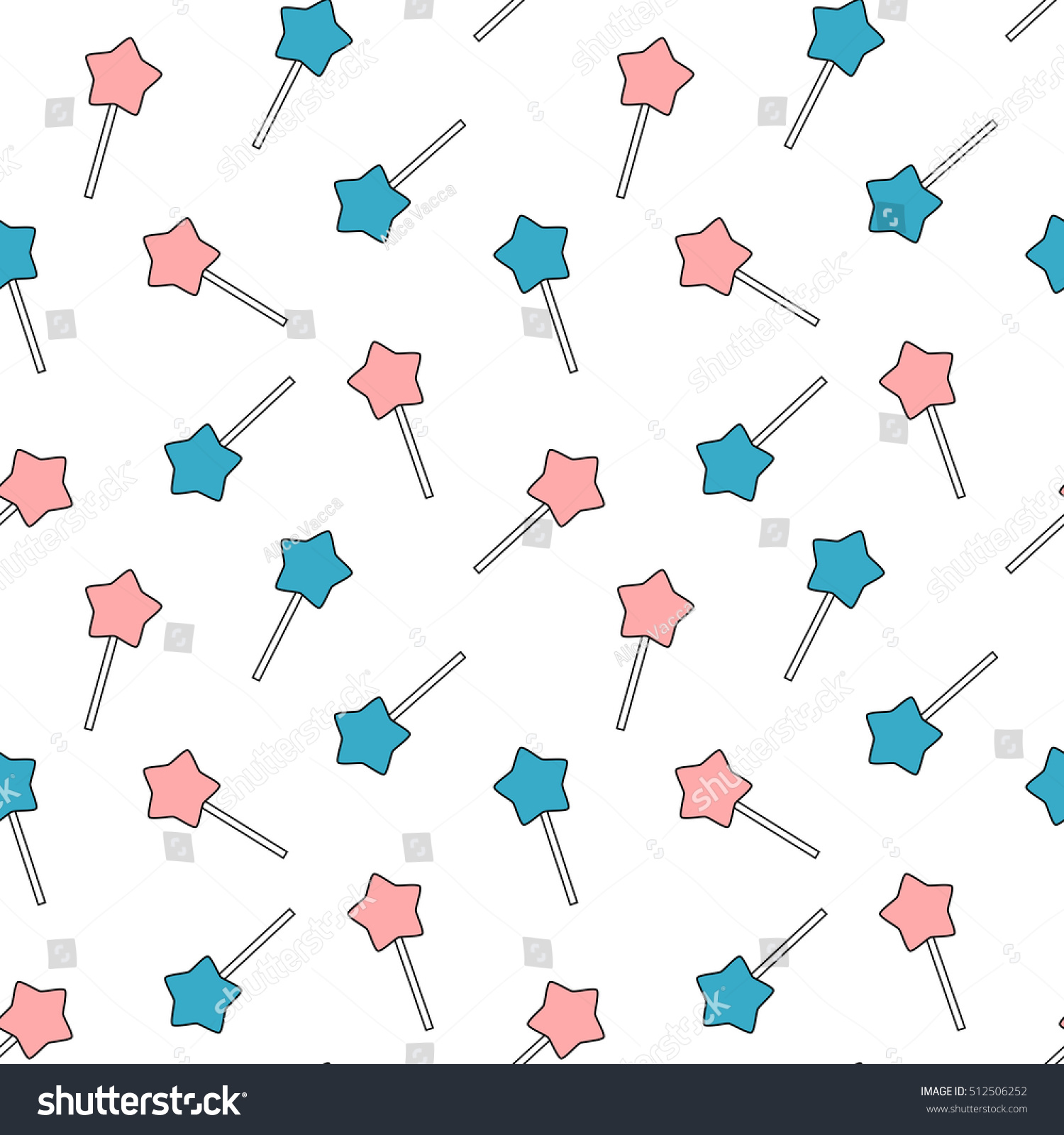 cute cartoon blue pink star lollipop seamless vector pattern background illustration