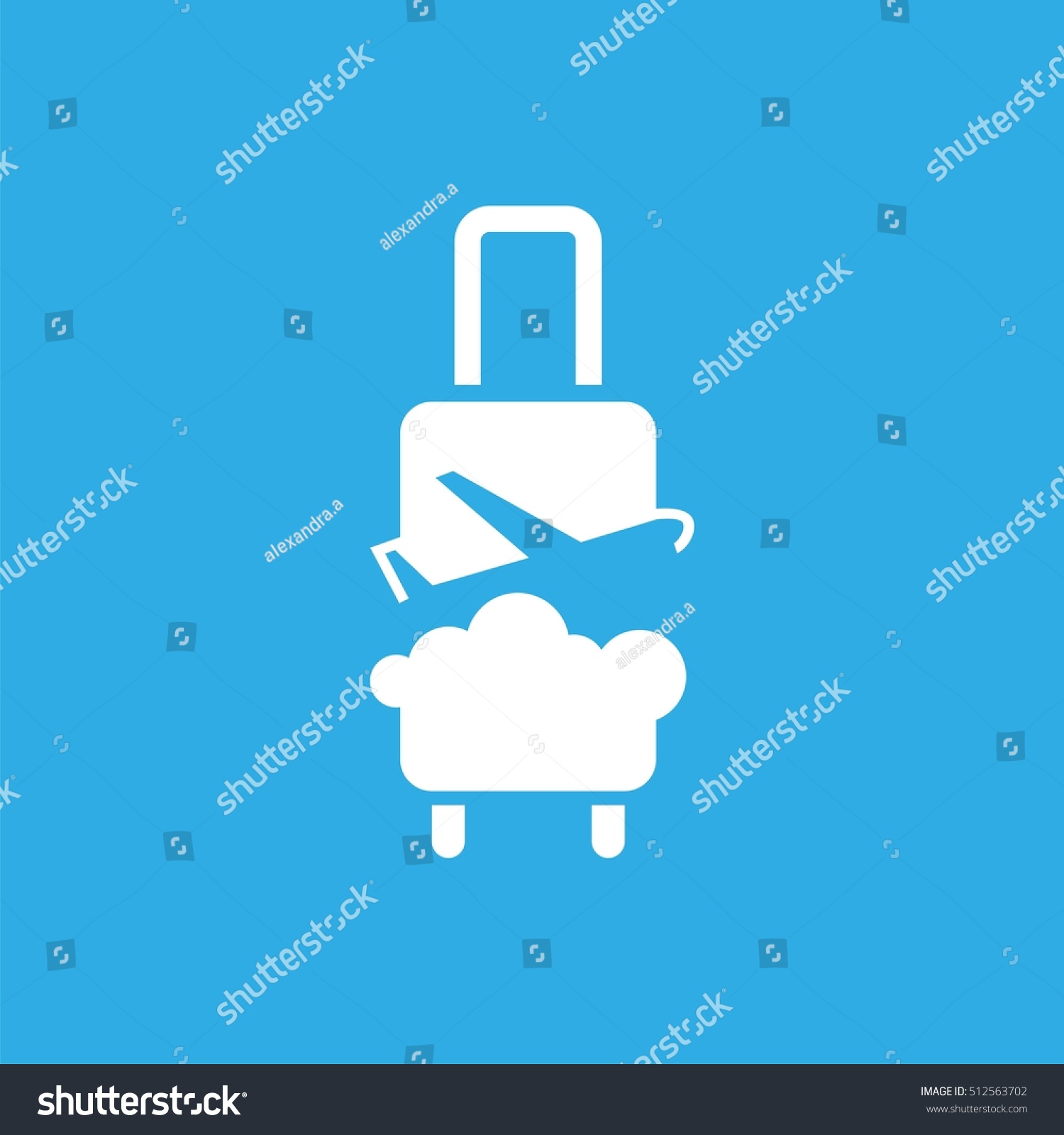 logo with suitcase  plane and sky. Vector design logo. Vector illustration