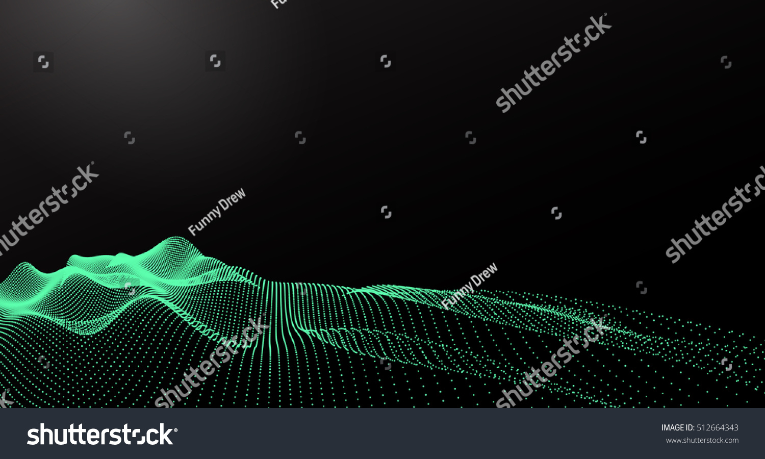 Abstract digital landscape with flowing particles. Cyber or technology background.Vector illustration.
