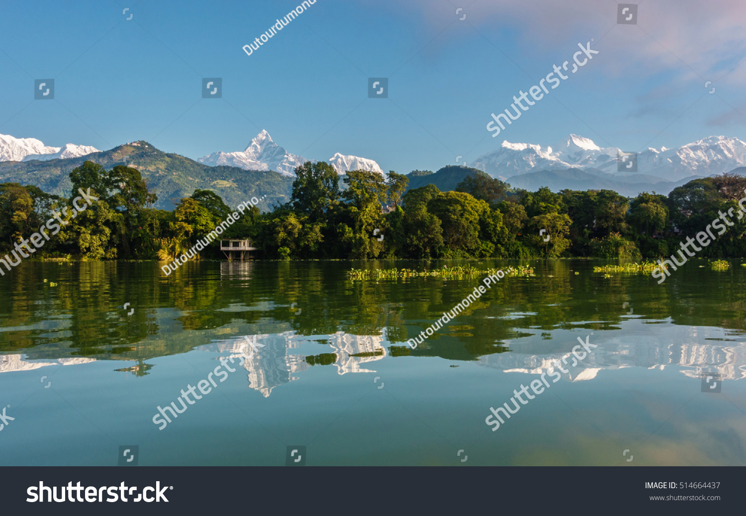 Fewa Lake and the Annapurna range in Pokhara  Nepal