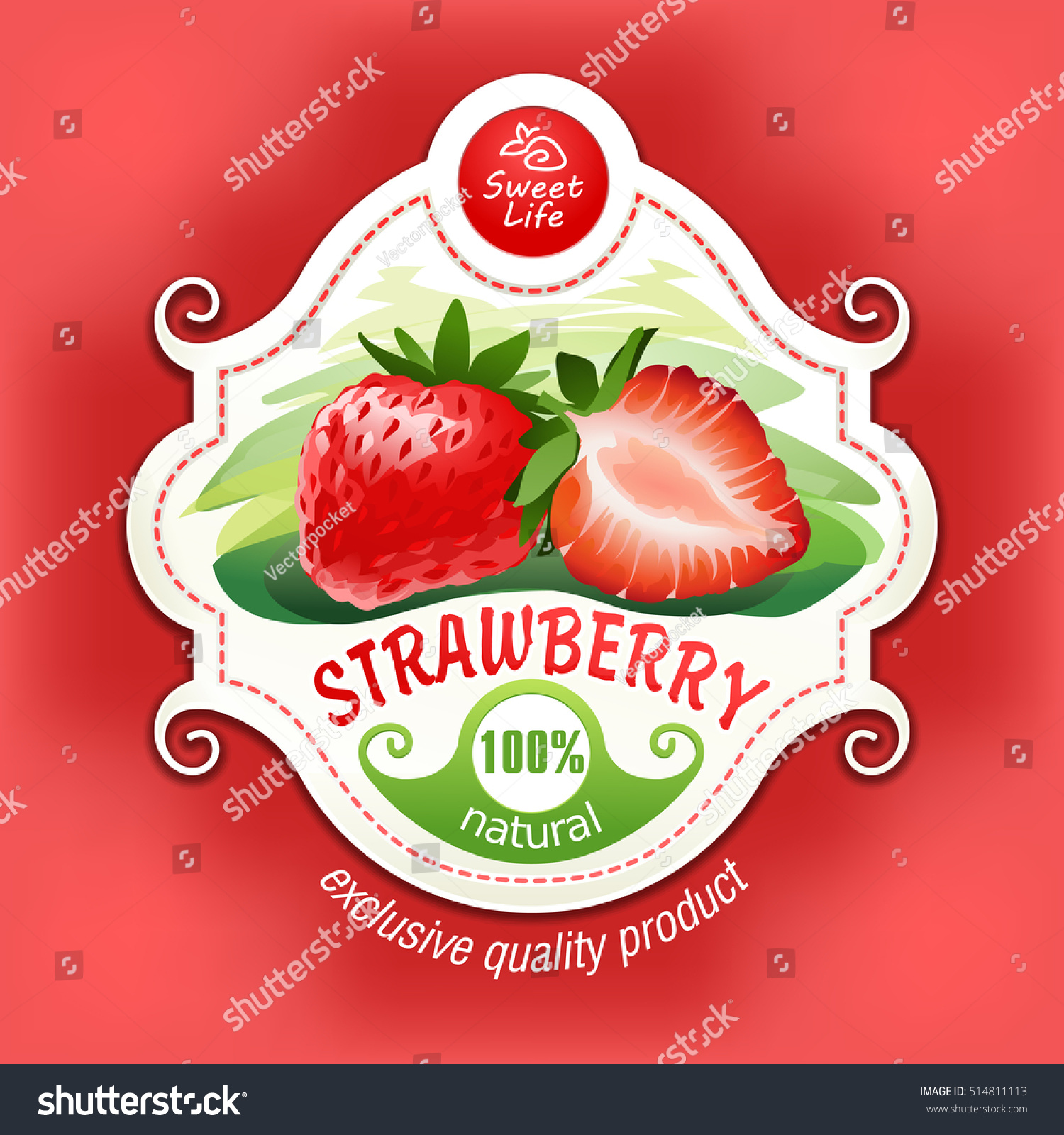 Vector illustration of a strawberry with leaves