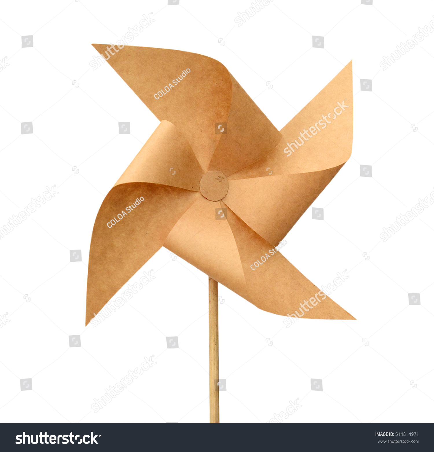 windmill recycled papercraft on white background