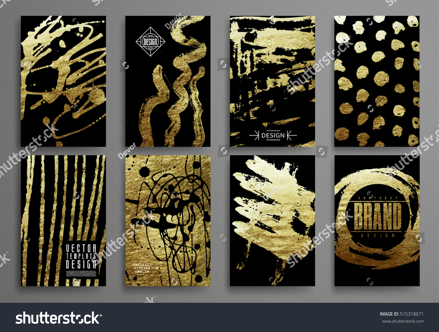 Set of Black and Gold Design Templates for Brochures  Flyers  Mobile Technologies  Applications  and Online Services  Typographic Emblems  Logo  Banners and Infographic. Abstract Modern Backgrounds. 