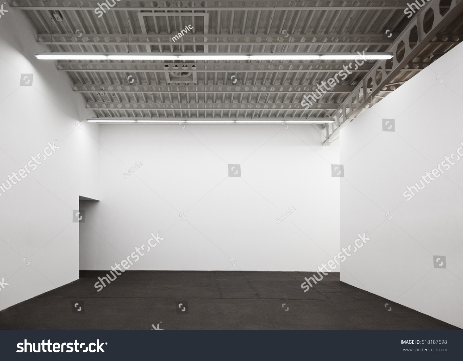 Modern open space for presentation Industrial exhibition space Technical hall for exhibition White wall for presentation White room for picture Large utility room empty Showroom