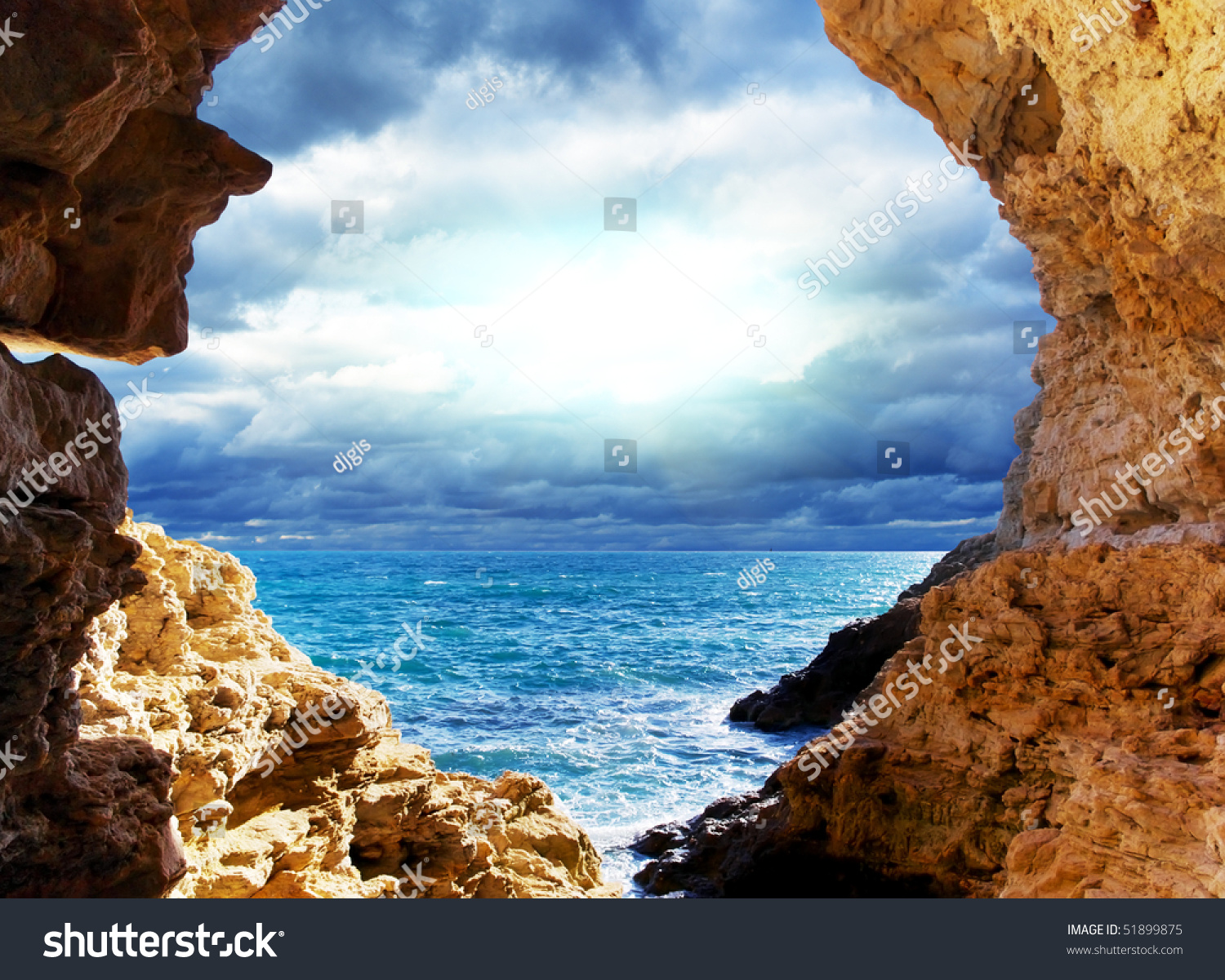 Storm on the sea. Landscape design.