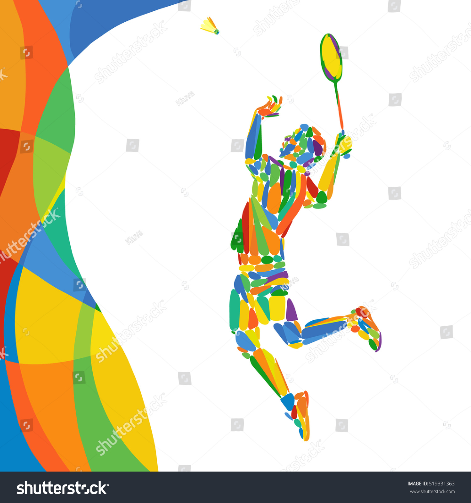 abstract colorful pattern with Badminton player