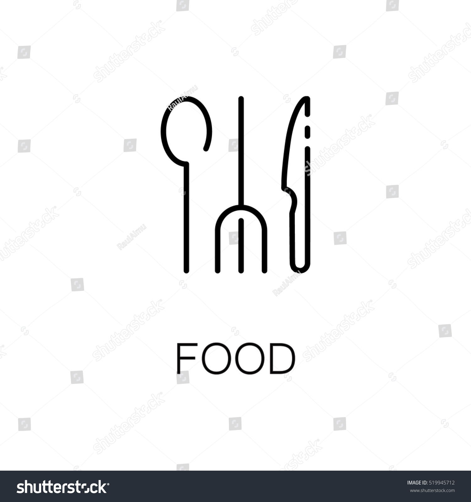Food flat icon. Single high quality outline symbol of travel for web design or mobile app. Thin line signs of tourism for design logo  visit card  etc. Outline pictogram of restaurant