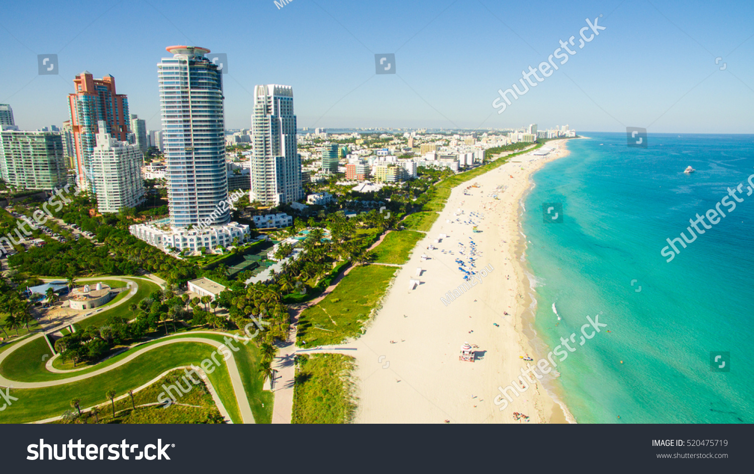 South Beach  Miami Beach. Florida. Aerial view. Paradise. South Pointe Park and Pier