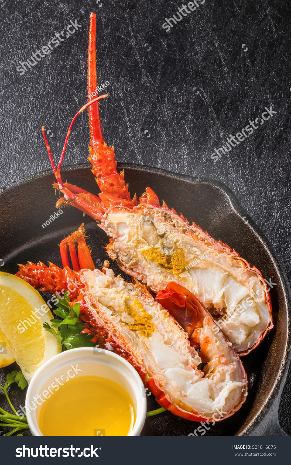 grill and butter lemon source of the lobster