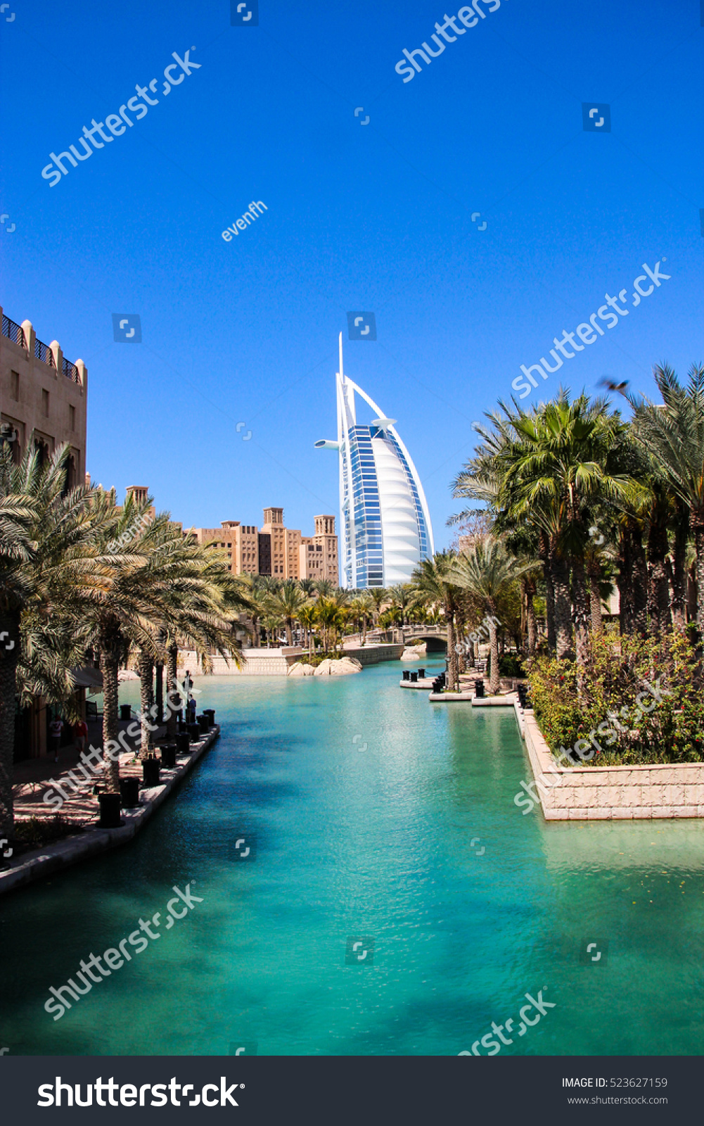 Burj al Arab seen from the Madinat Jumeirah in Dubai