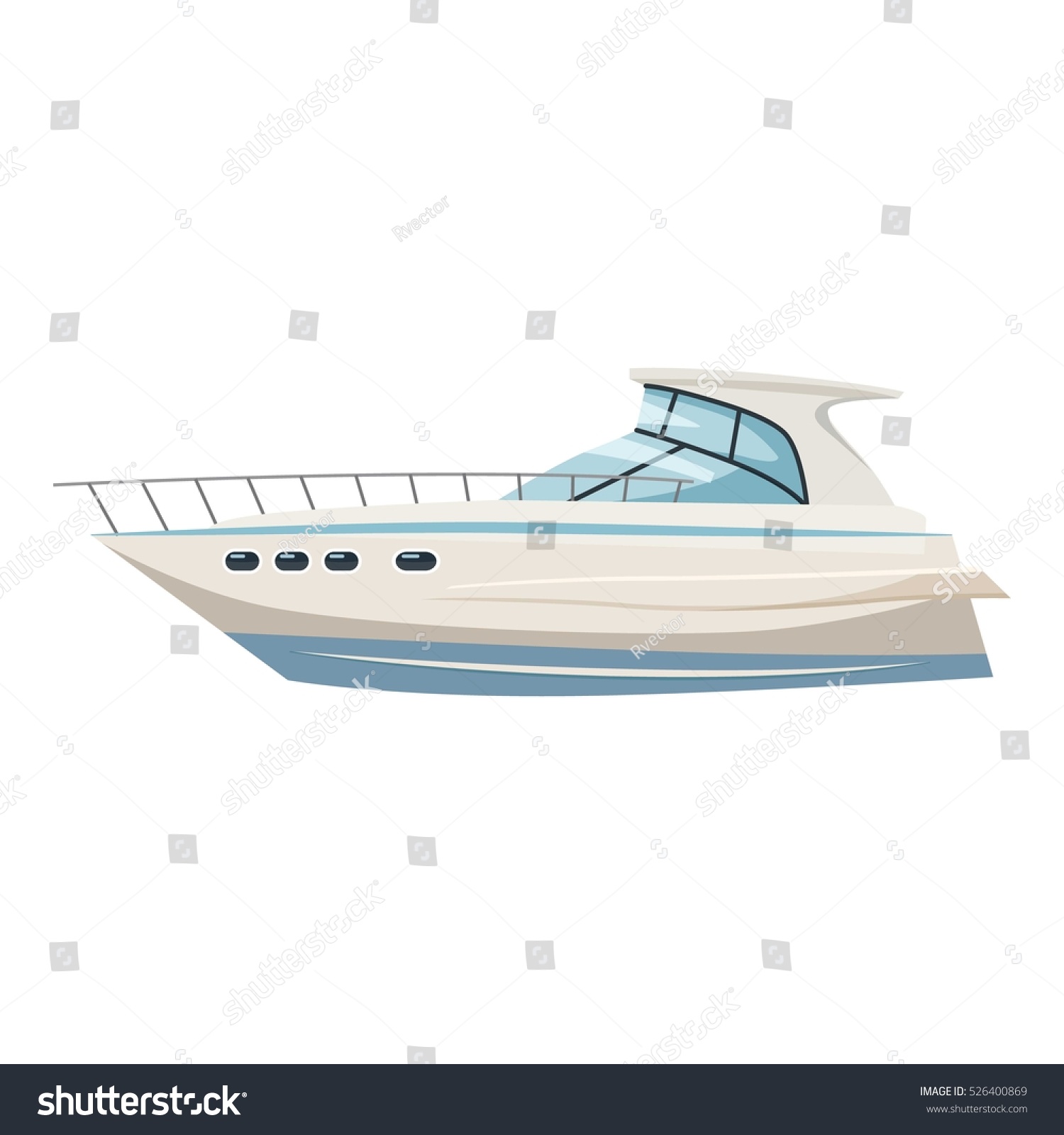 Cartoon illustration of yacht vector icon for web design