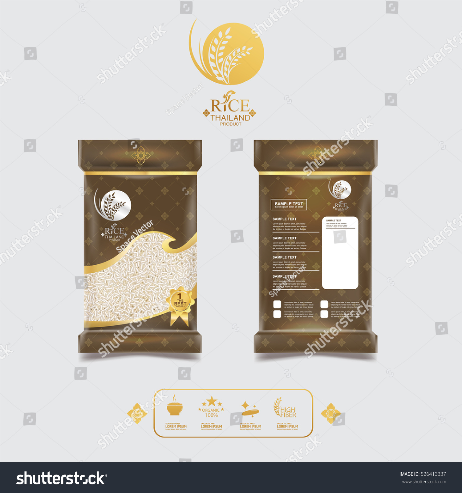 Rice Thailand food Logo Product and Background Thai Arts.