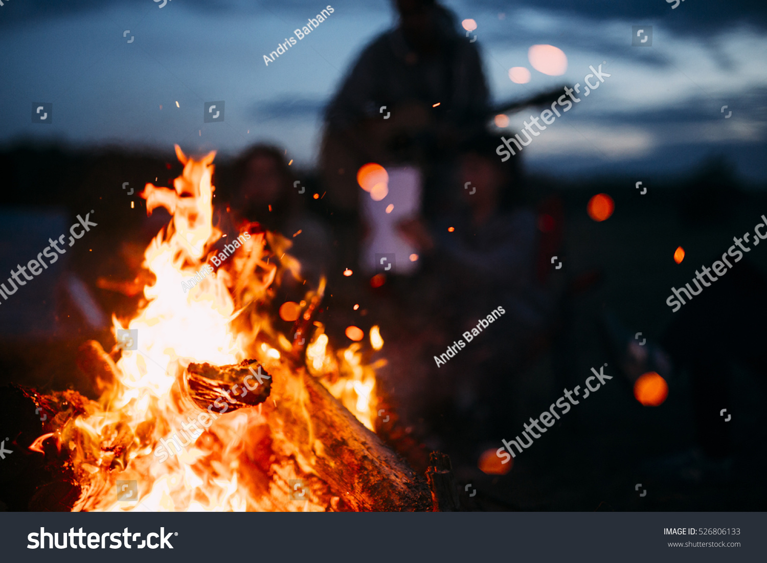 Bonfire with sparks flying around