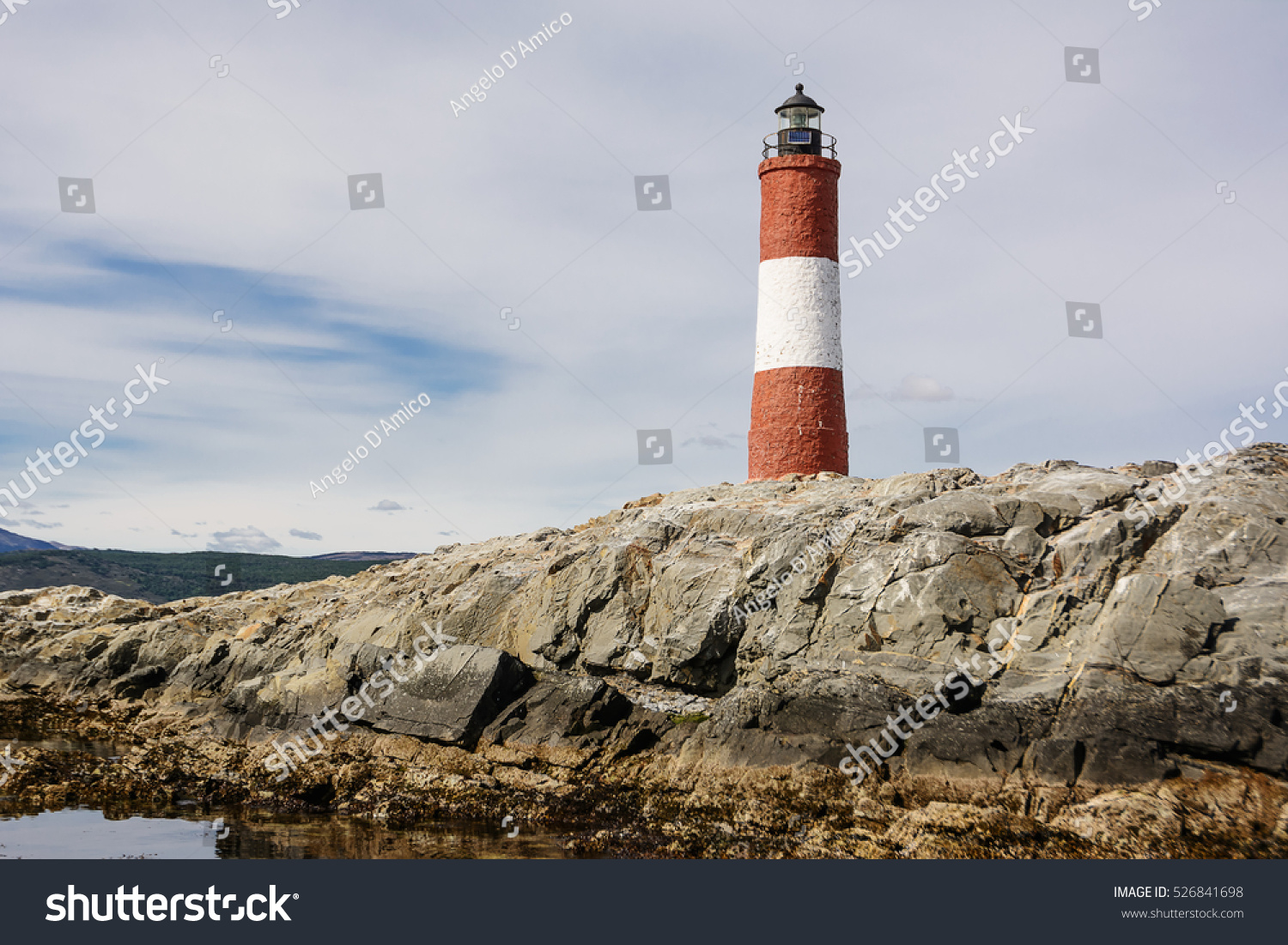 Lighthouse Les eclaireurs in Beagle Channel near Ushuaia (Tierra del Fuego)
