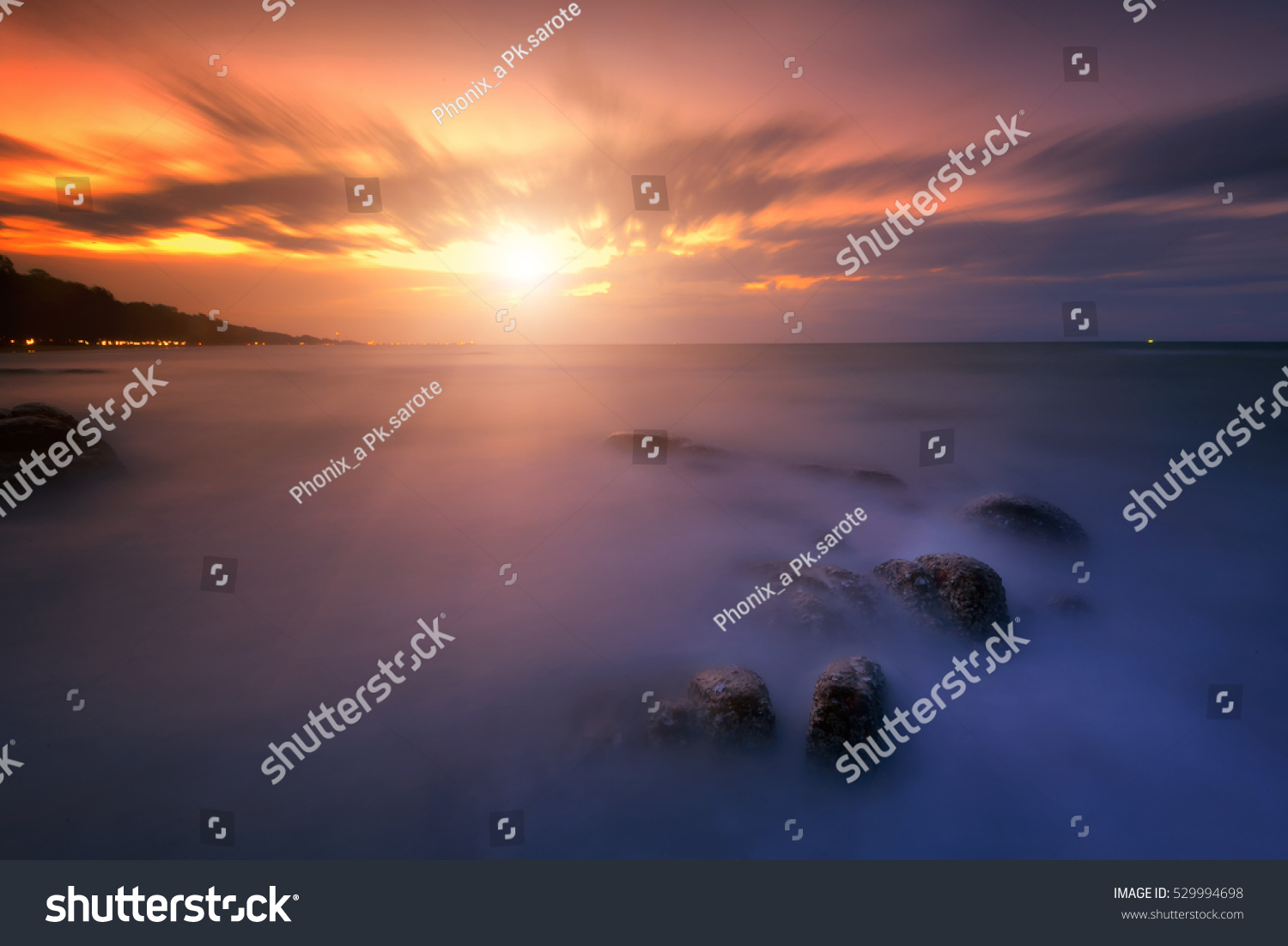 Beach sunset  Beautiful natural summer seascape.