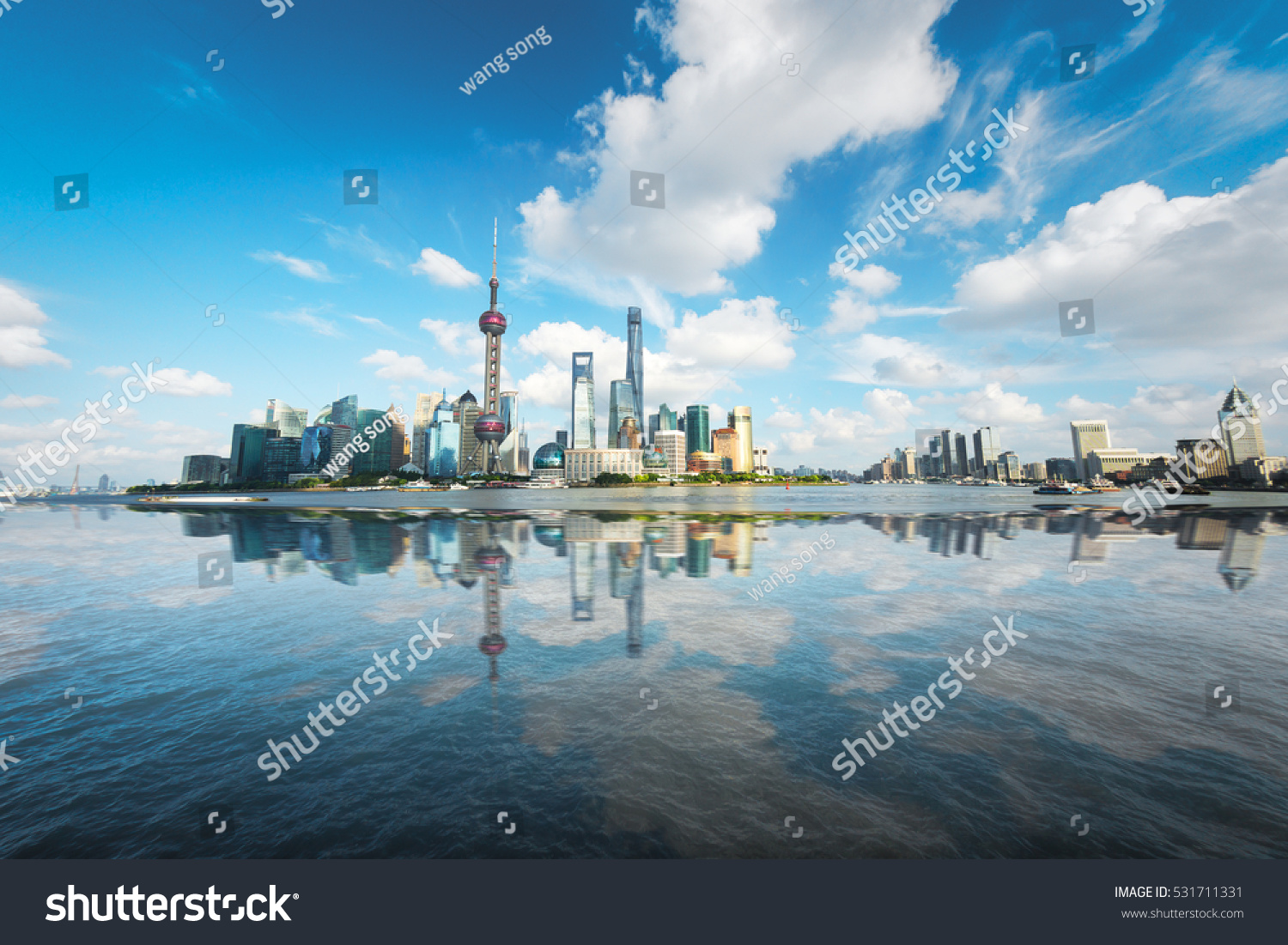 
Shanghai  China Pudong  flat view of the city skyline
