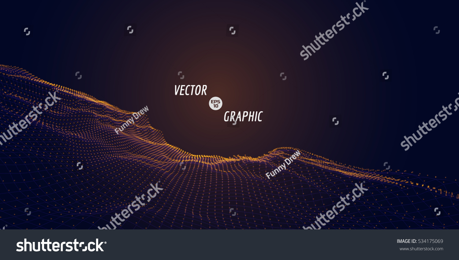 Abstract digital landscape with flowing particles. Cyber or technology background.Vector illustration.