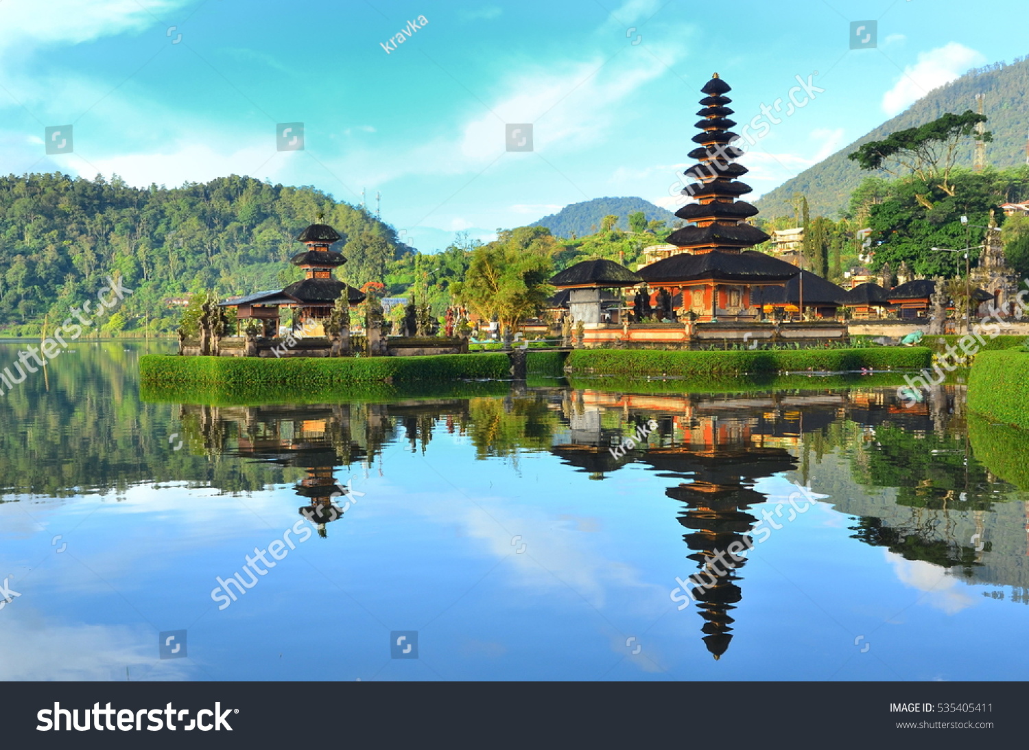 Pura Ulun Danu temple on a lake Beratan on Bali Indonesia
