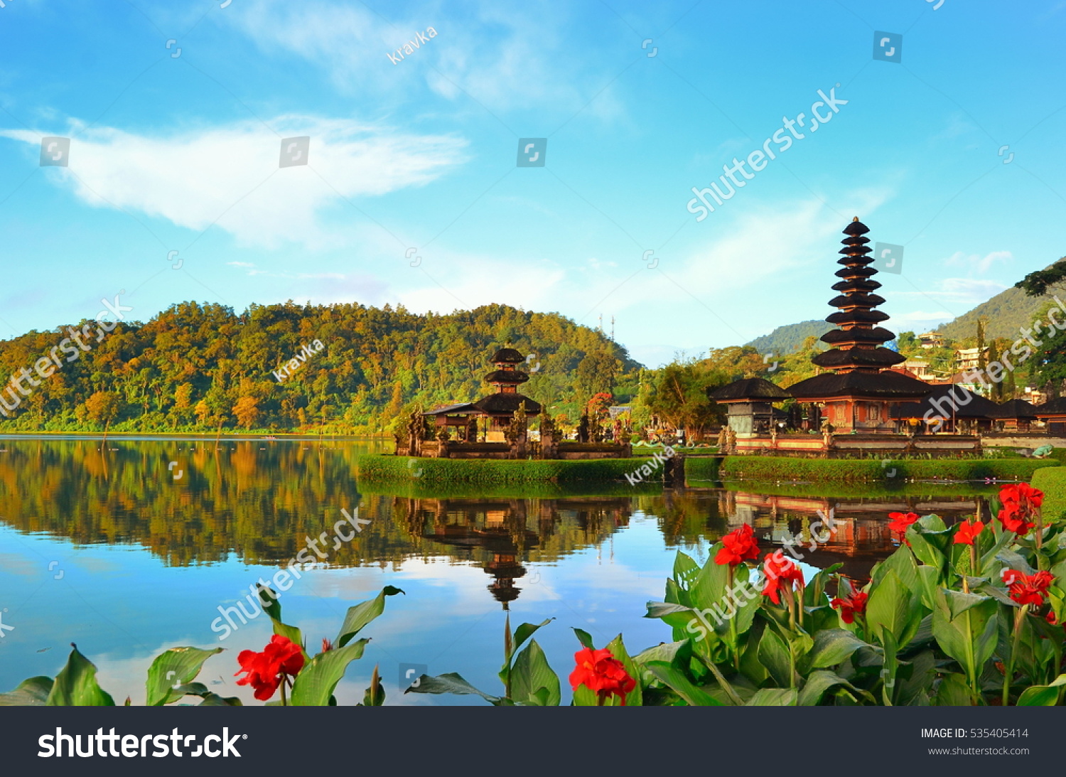 Pura Ulun Danu temple on a lake Beratan on Bali Indonesia