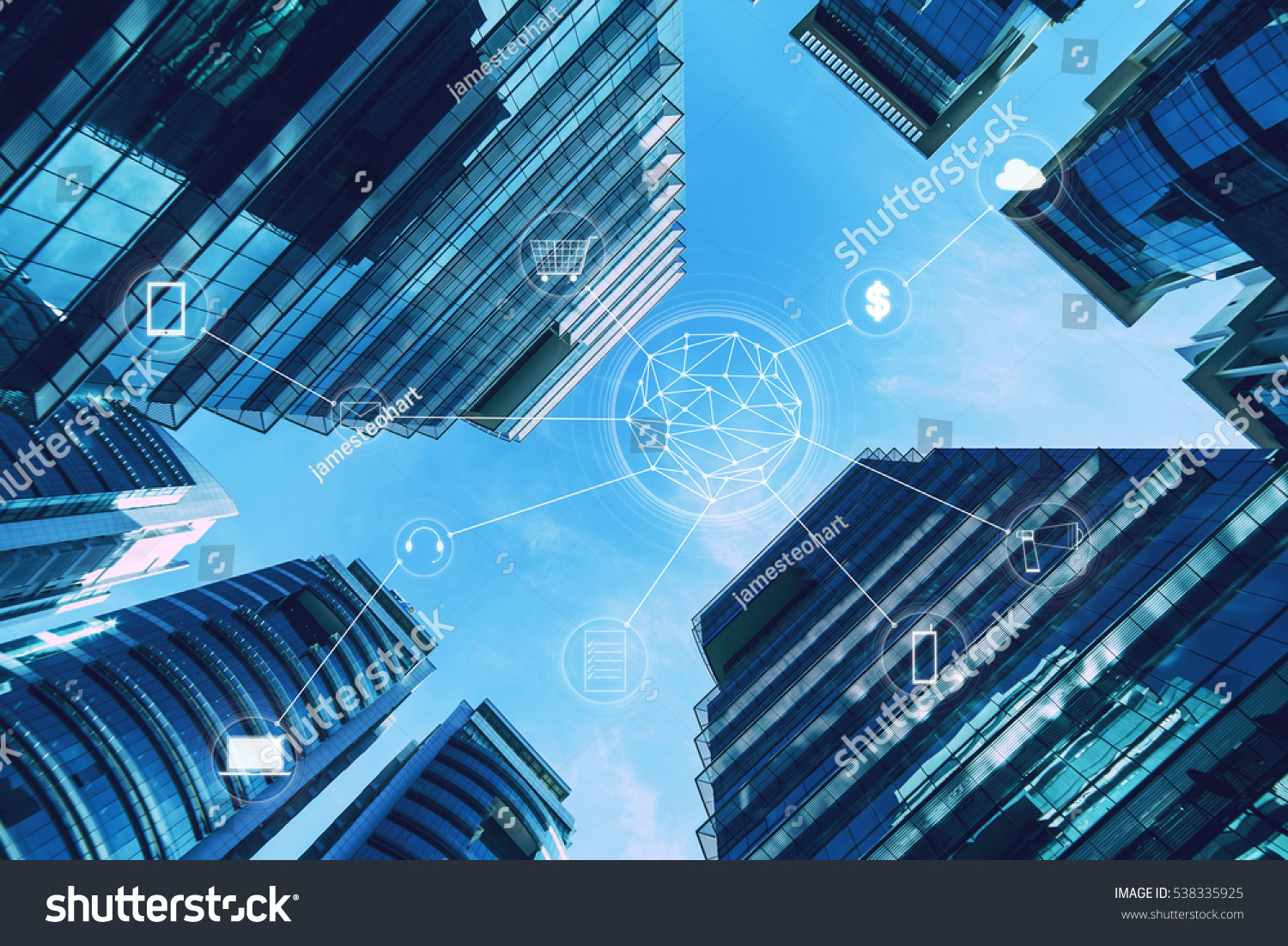 Skyscraper and network connection concept