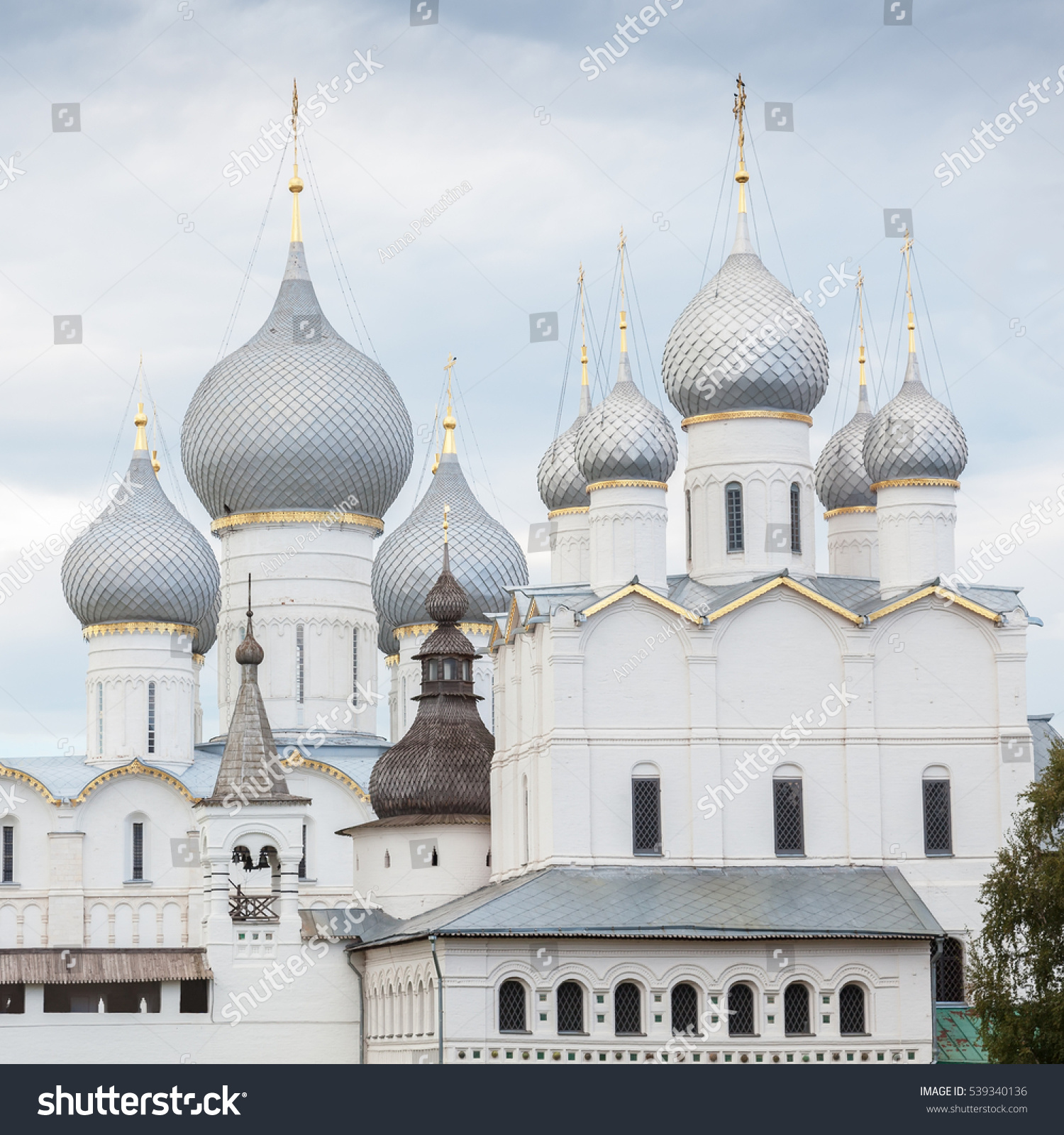 Domes of churches in Rostov Kremlin  Russia