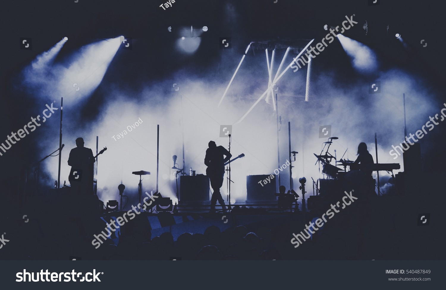 Bands silhouettes on a concert